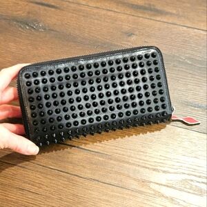 Christian Louboutin Long Zip Black Studded Wallet